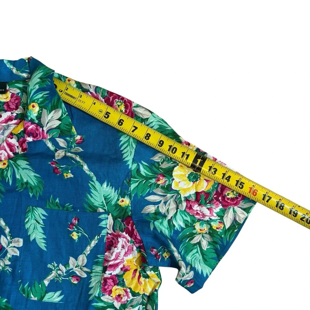 Lauren Ralph Lauren Floral Hawaiian Shirt Sz 16 Coastal Beach Linen Vacay Women - Picture 4 of 8